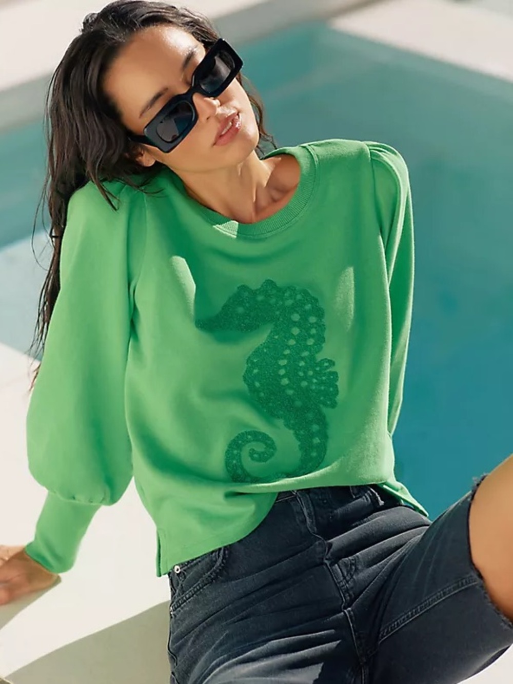 Maeve Seahorse Tufted Sweatshirt
